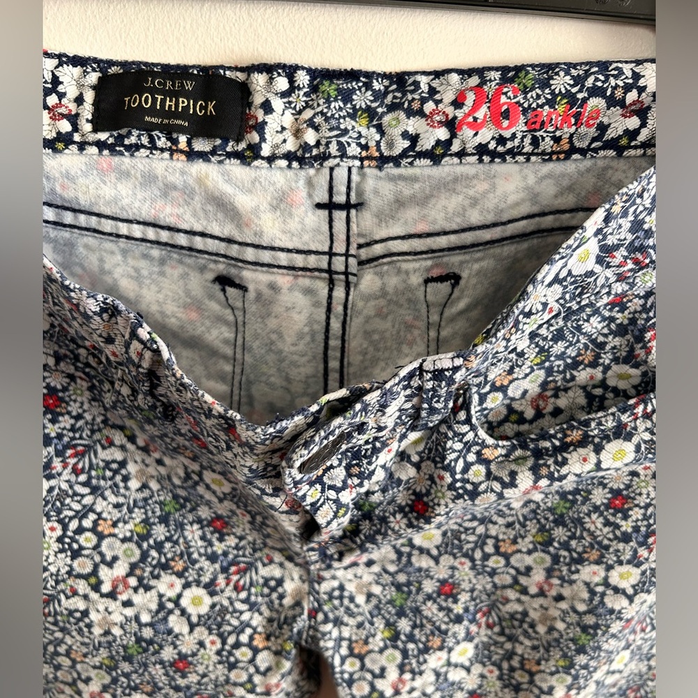 J Crew Ankle Skinny Jeans TheLiberty Junes Meadow Floral Toothpick Size 26
